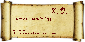 Kapros Demény névjegykártya
